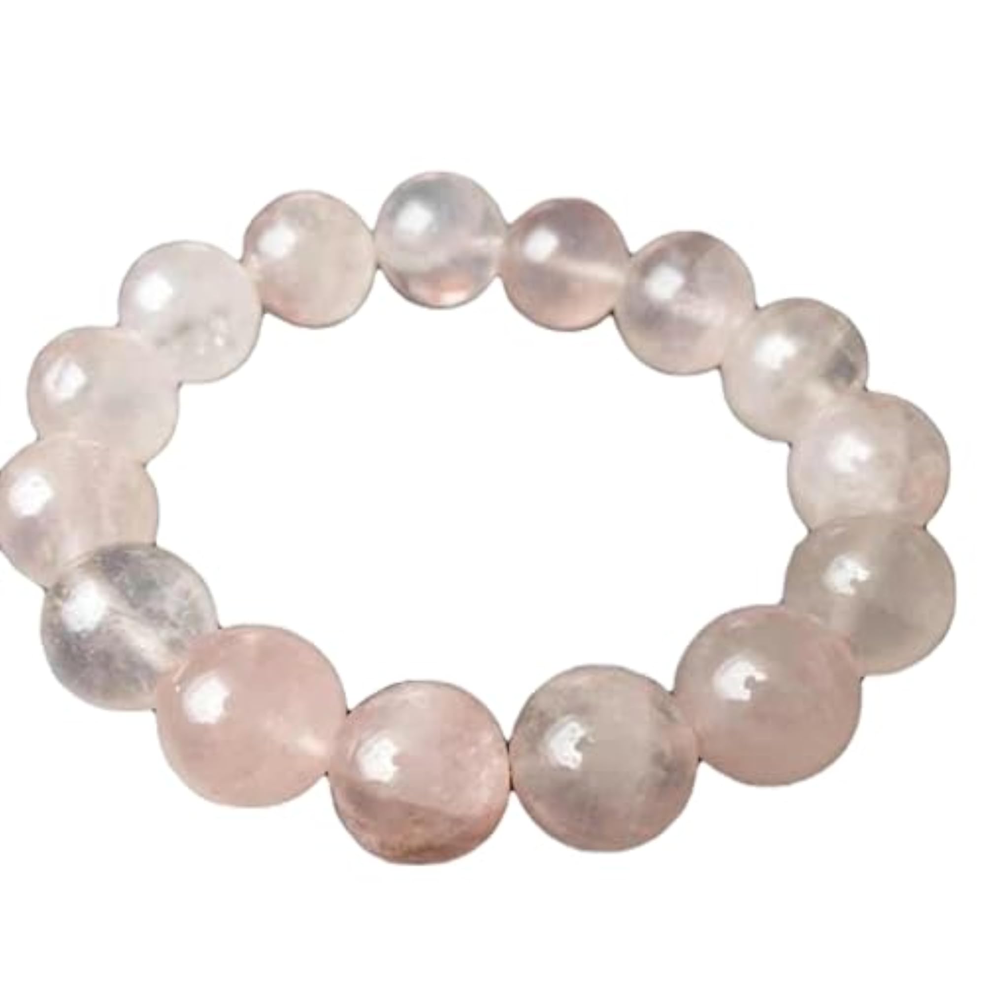 Natural Rose Quartz 14mm Round Bead Stretchable Bracelet, Unisex